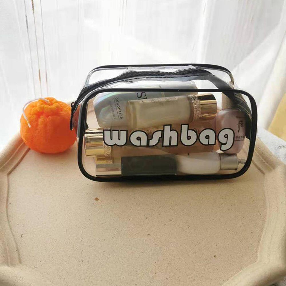 OCEANMAP Túi Đựng Mỹ Phẩm Bằng PVC Trong Suốt In Chữ Chống Thấm Nước Có Khóa Kéo Tiện Dụng Cho Nữ