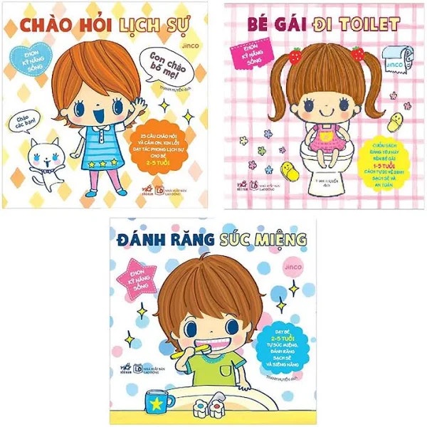 Sách - Ehon kỹ năng cho bé gái - Bé gái đi toilet - Chào hỏi lịch sự - Đánh răng súc miệng