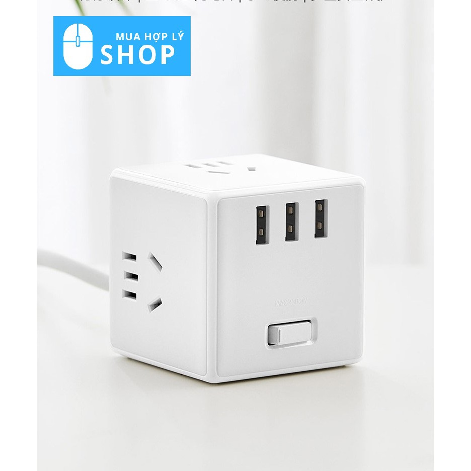 Ổ cắm Đa Năng Xiaomi Tích Hợp 3 Cổng USB Khối Lập Phương Rubik - Hàng Nhập Khẩu