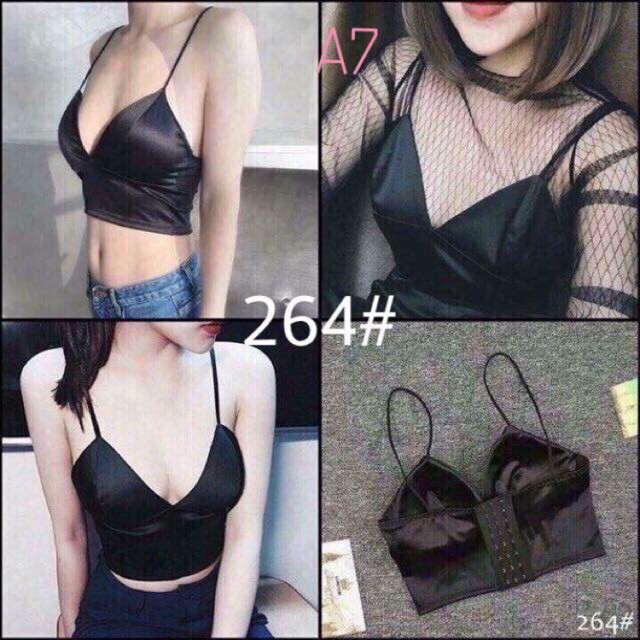 Áo croptop bigsize 2 dây kem mút V264