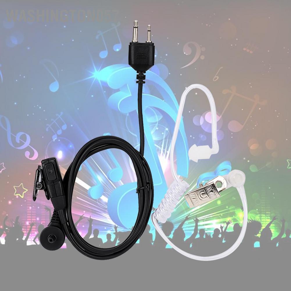 Washington057 2 Pin Acoustic Tube Headset Earphone PTT MIC for Icom 2-pin Models Walkie Talkies