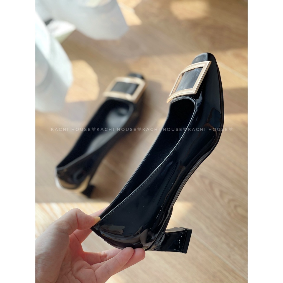 Giày cao gót da bóng đá vuông gót 5cm 606-1