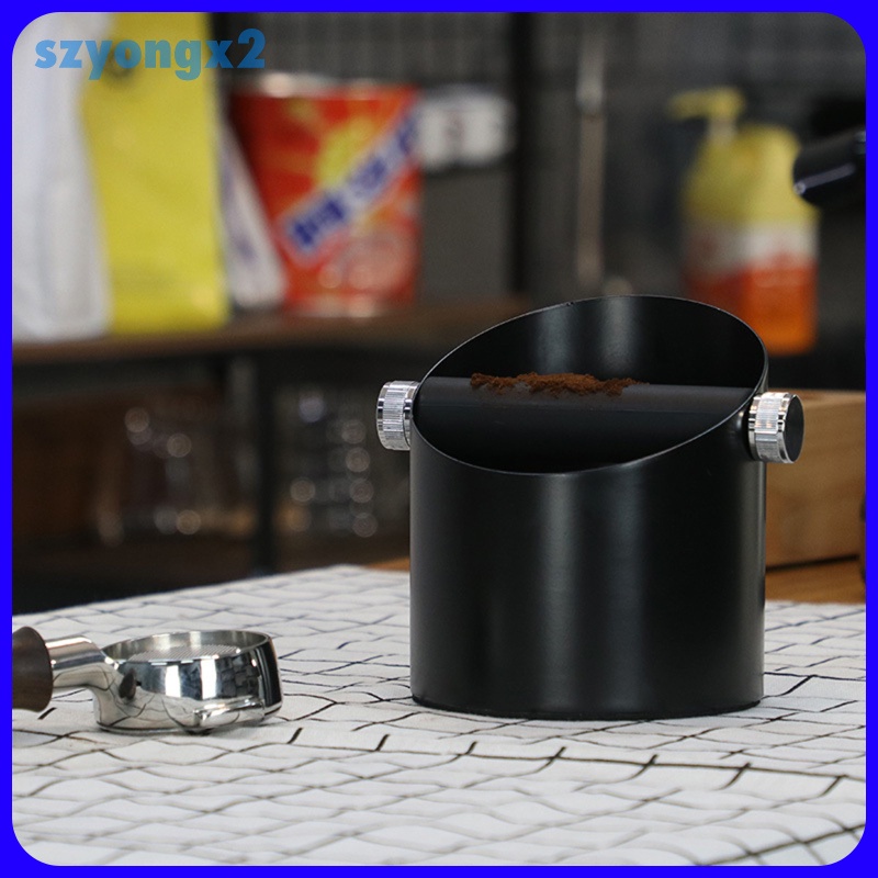 [Szyongx2]  Black Espresso Coffee Knock Box Waste Bin Bucket for Home Office Barista