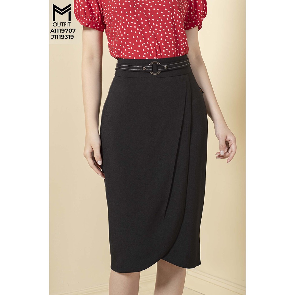 [Mã FASHIONMALLT4 giảm 15% đơn 150k] Chân váy ôm cạp phối đai MMOutfit J1119319 | BigBuy360 - bigbuy360.vn