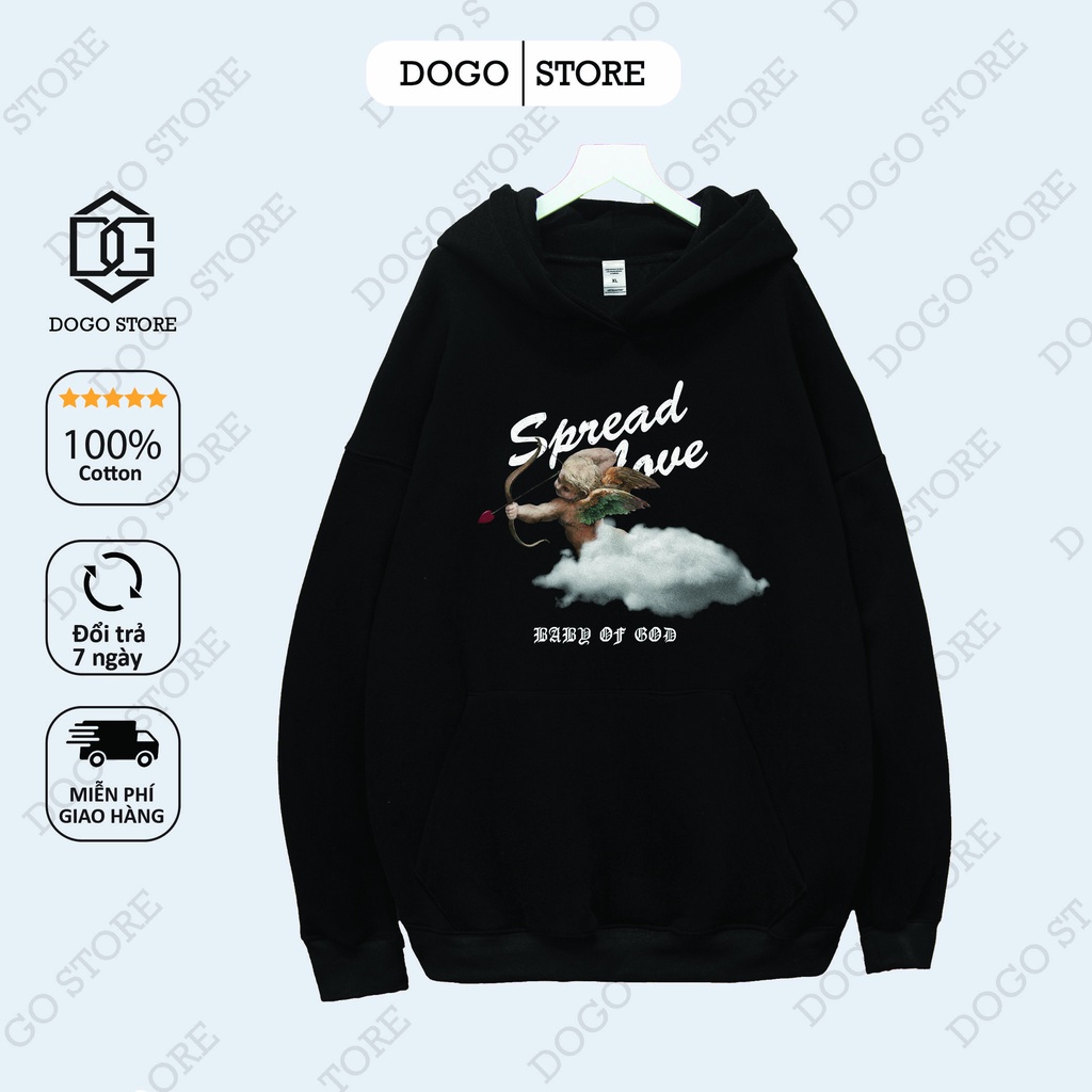 Áo Nỉ Hoodie THẦN TÌNH YÊU Dogo Store , áo hoodie nam nữ nỉ bông cotton