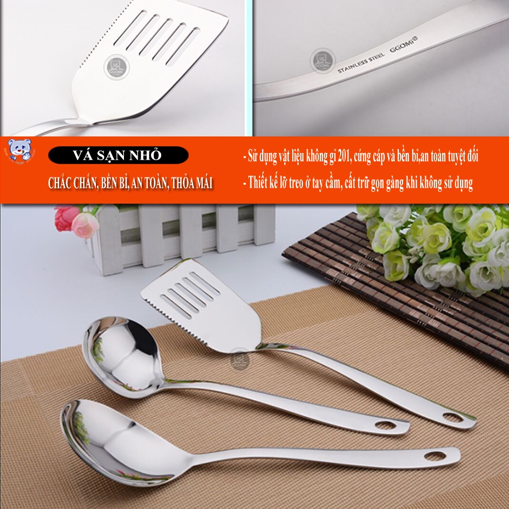 Vá sạn đảo lật chiên xào thực phẩm cỡ nhỏ nhà bếp, thép không gỉ an toàn GGOMi Hàn Quốc GG466
