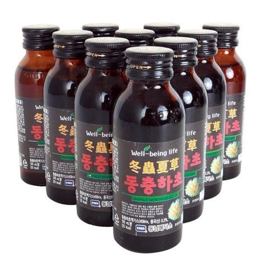 Nước đông trùng hạ thảo Hàn Quốc hộp 10 chai x 100ml vị ngọt thanh thơm ngon đẹp da tăng sức đề kháng ai cũng dùng được