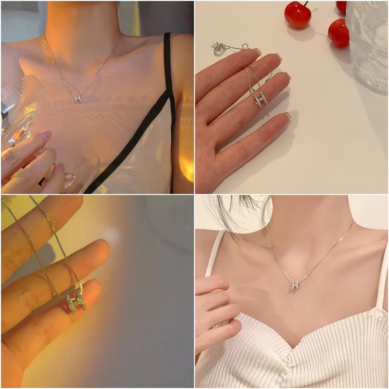 Vòng cổ kim loại mặt chữ H thời trang cho nữ