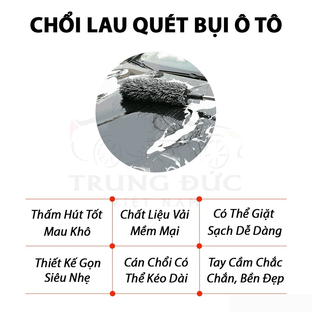 Chổi lau bụi xe ô tô TRUNGDUCVN sợi dầu đa năng lau bụi, kiêm rửa xe ô tô, cán có thể kéo dài điều chỉnh