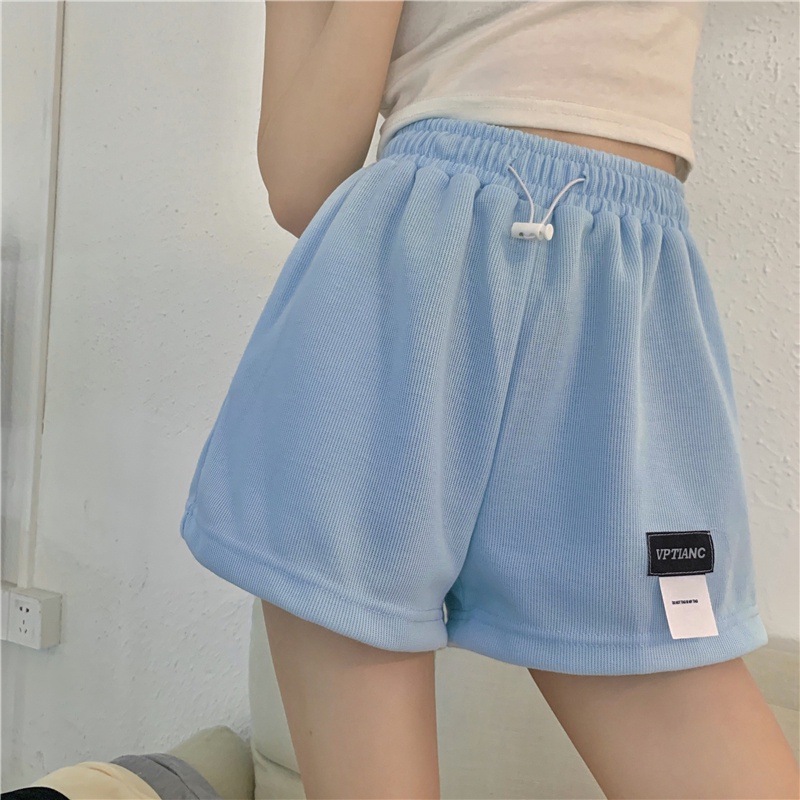 Quần đùi nữ mặc nhà ống rộng Yinxx, sooc nữ lưng cao vải gân cotton QS105