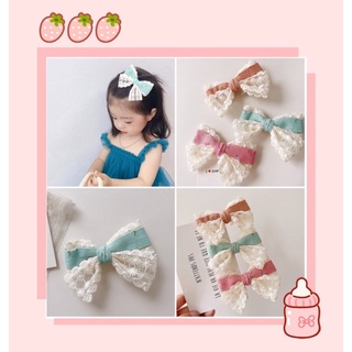 Kẹp nơ ren vải phong cách vintage cho bé