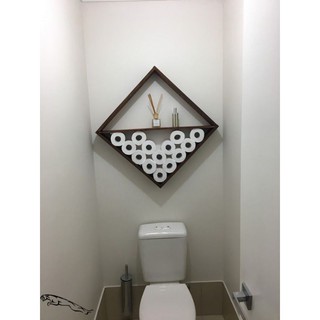 Kệ gỗ WC 2 IN 1 không cần khoan tường