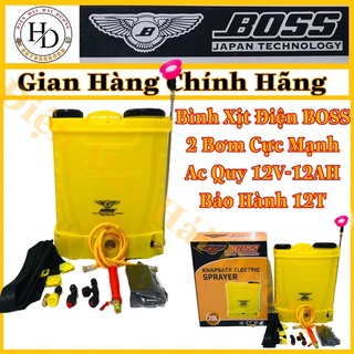 Bình phun thuốc khử khuẩn.bình xịt điện 2 bơm boss 12v-12ah cực mạnh.dùng được từ 10 đến 15béc
