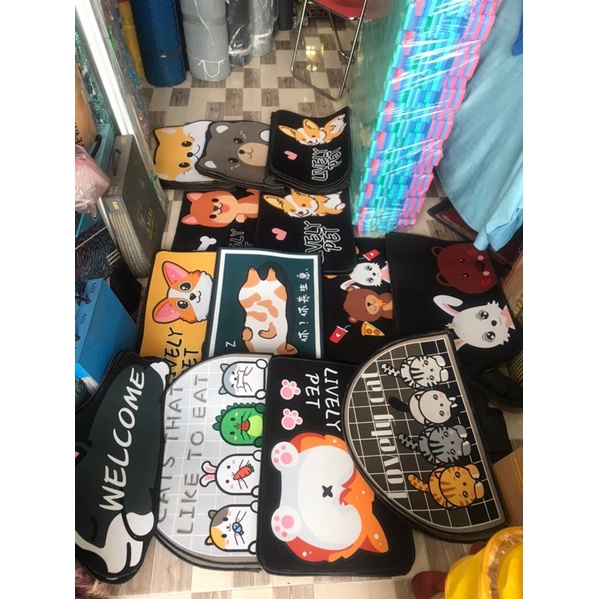 Thảm chùi chân chống trượt cute hình thú 3d