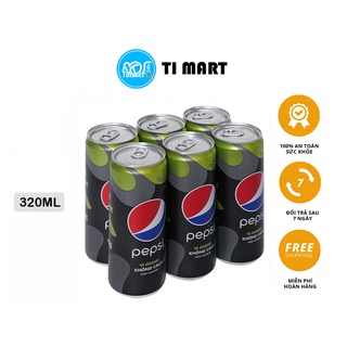 Lốc 6 lon nước ngọt Pepsi không calo vị chanh 320ml