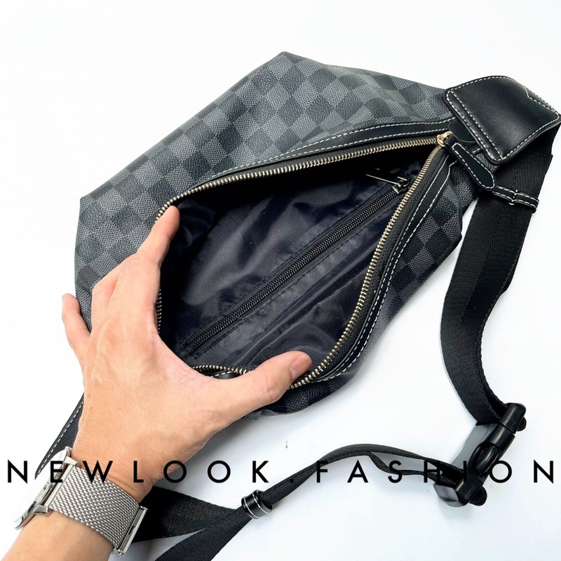 ★ TÚI BAO TỬ ĐEO CHÉO NAM NỮ DA PU HOẠ TIẾT CARO KHOÁ KÉO