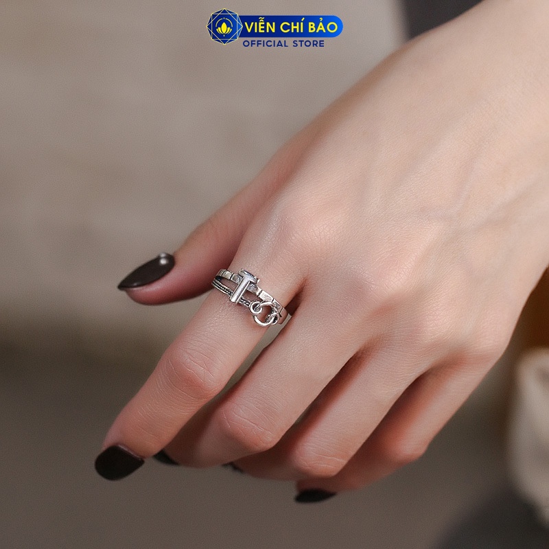 Nhẫn bạc nữ lồng họa tiết chữ T chất liệu bạc Thái 925 thời trang phụ kiện trang sức nữ Viễn Chí Bảo N000305