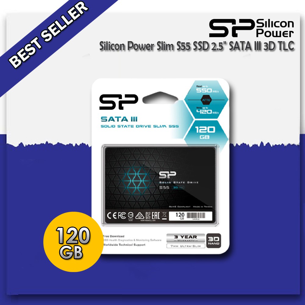 Silicon Power Slim S55 Ssd 2.5 "Sata Iii 3d Tlc - 120gb
