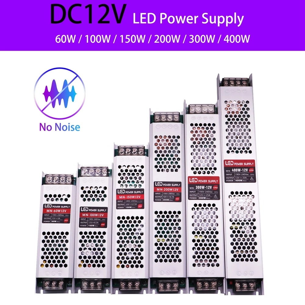 Bộ Biến Áp Nguồn DC12V/24V 60W 100W 150W 200W 300W AC190-240V Cho Đèn Led Dây