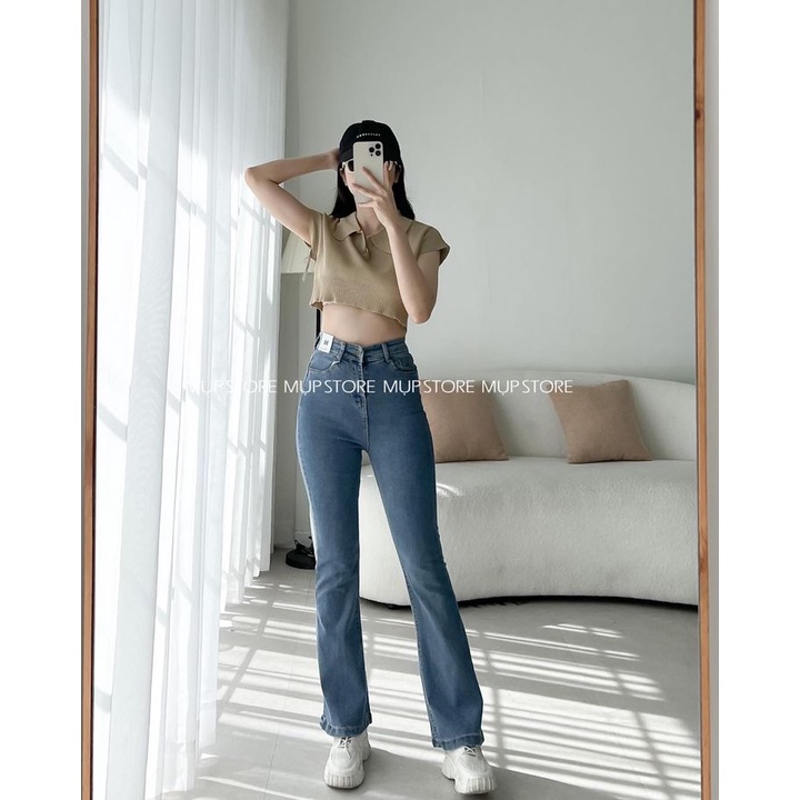 Quần jean nữ Mụp Store, Quần jean ống loe lưng cao