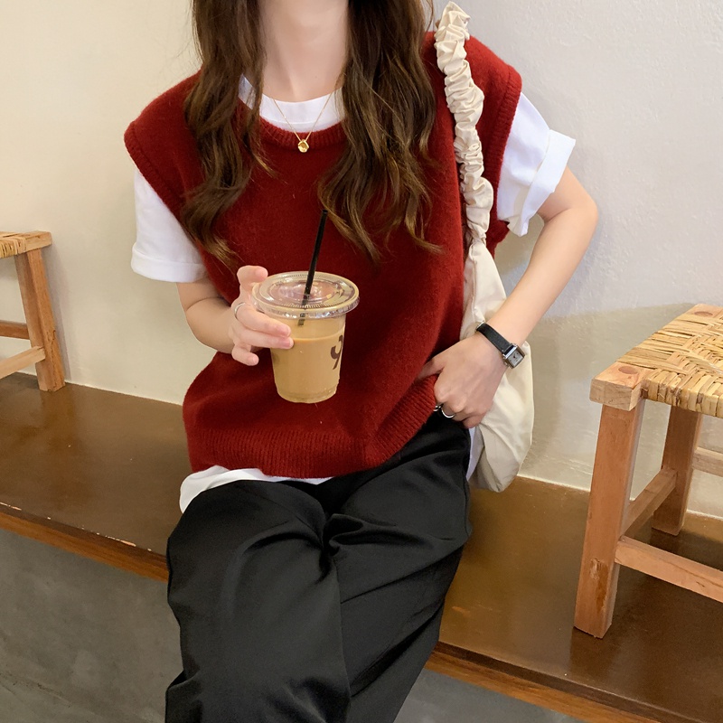 Áo khoác dệt kim sát nách dáng ngắn nhiều màu sắc dễ thương | BigBuy360 - bigbuy360.vn