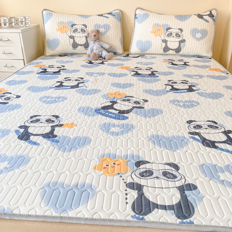 Bộ Thảm Lót Giường Ba Món Bằng Cao Su Lụa Mát Có Thể Giặt Sạch