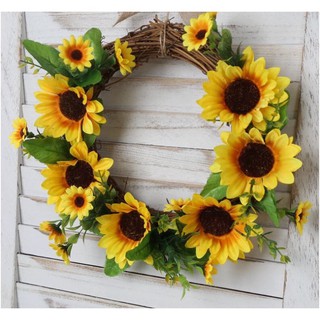Vòng hoa hướng dương lớn trang trí treo cửa