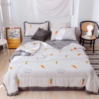 Set chăn ga đũi viền bèo