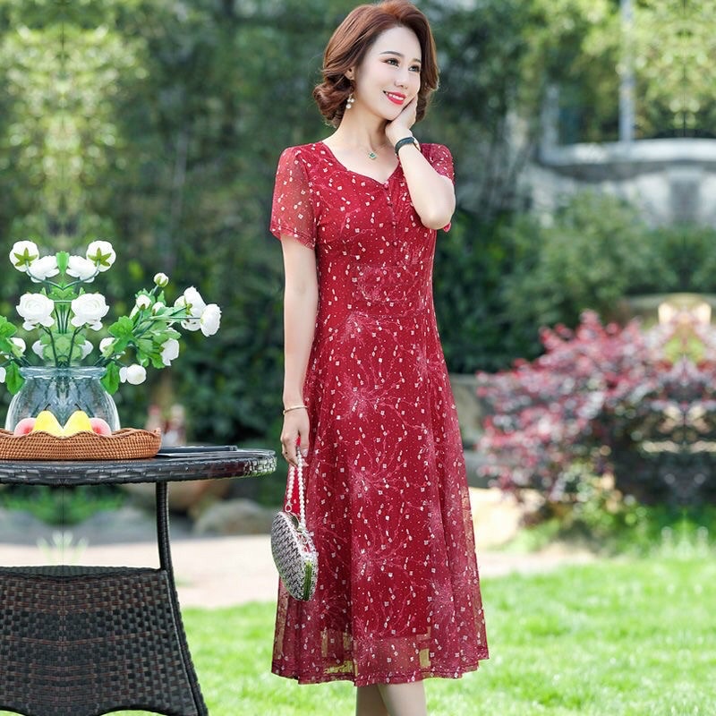 Đầm ren nữ trung niên cao cấp kiểu dáng sang trọng QCNP4235