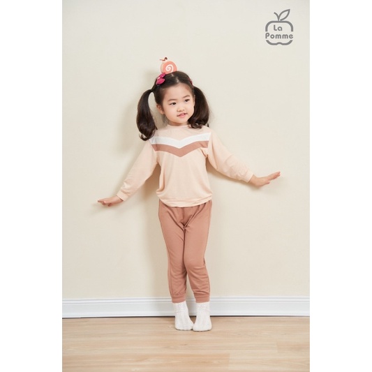 La Pomme Bộ dài tay phối sọc La pomme 6m-5y AW2022