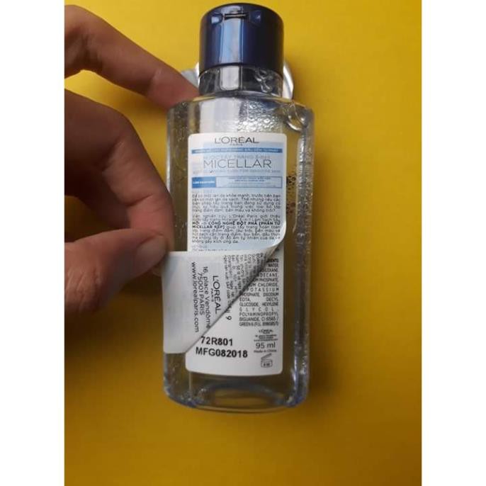 Nước tẩy trang Loreal paris 3 in 1 micellar water 95ml Deep Cleansing màu xanh đậm cho da dầu mụn | BigBuy360 - bigbuy360.vn