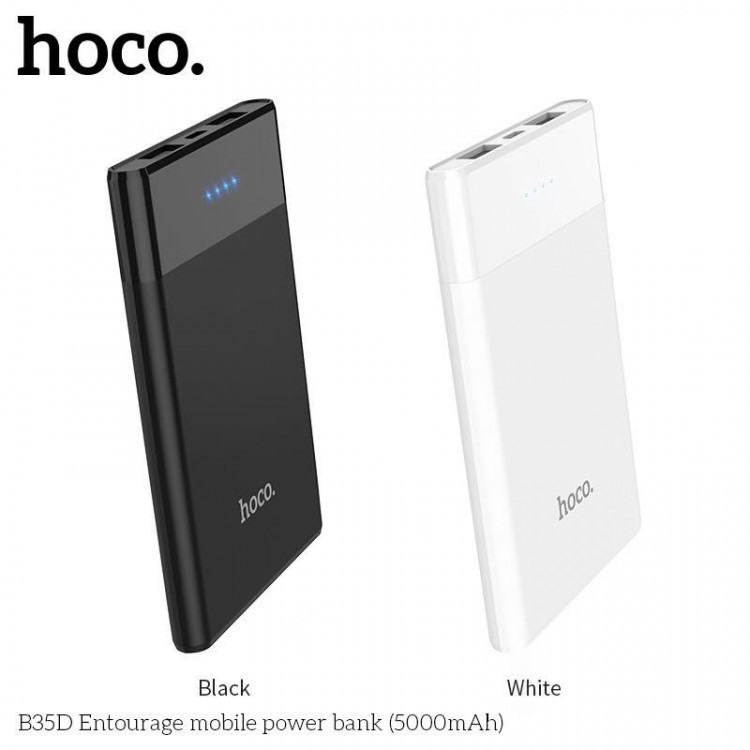 Sạc dự phòng HOCO B35D DUNG LƯỢNG 5000MAH 2 CỔNG USB - CÓ ĐÈN LED - CHÍNH HÃNG