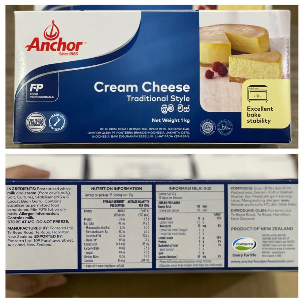 Phô mai kem hiệu anchor cream cheese anchor hộp 1kg. hàng công ty có sẳn - ảnh sản phẩm 3