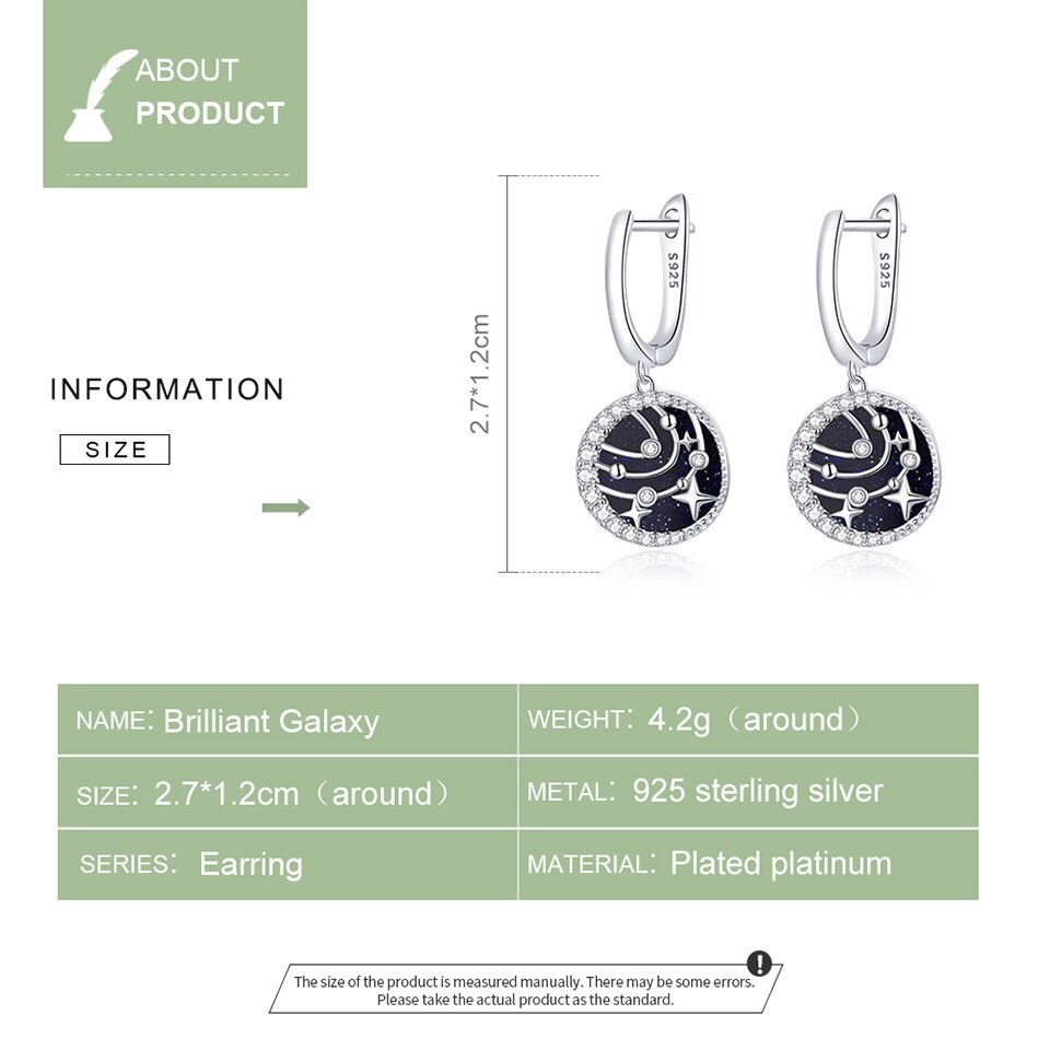 Khuyên tai Bamoer BSE423 bạc 925 hình ngôi sao đính đá CZ thời trang xinh xắn cho nữ