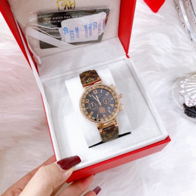 Đồng hồ LV nữ dây da nâu kiểu dáng thời thượng sang trọng, chống nước , bảo hành 12 tháng, tặng quà | BigBuy360 - bigbuy360.vn