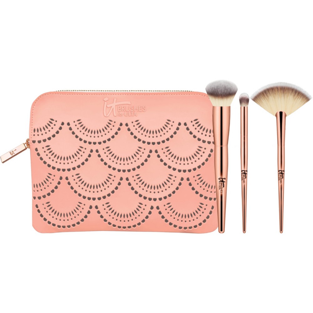 It Cosmetics - Bộ Cọ Trang Điểm 3 Món và Túi Đựng Mỹ Phẩm You Do IT All Brush Set 3-Piece Essentials + Makeup Bag