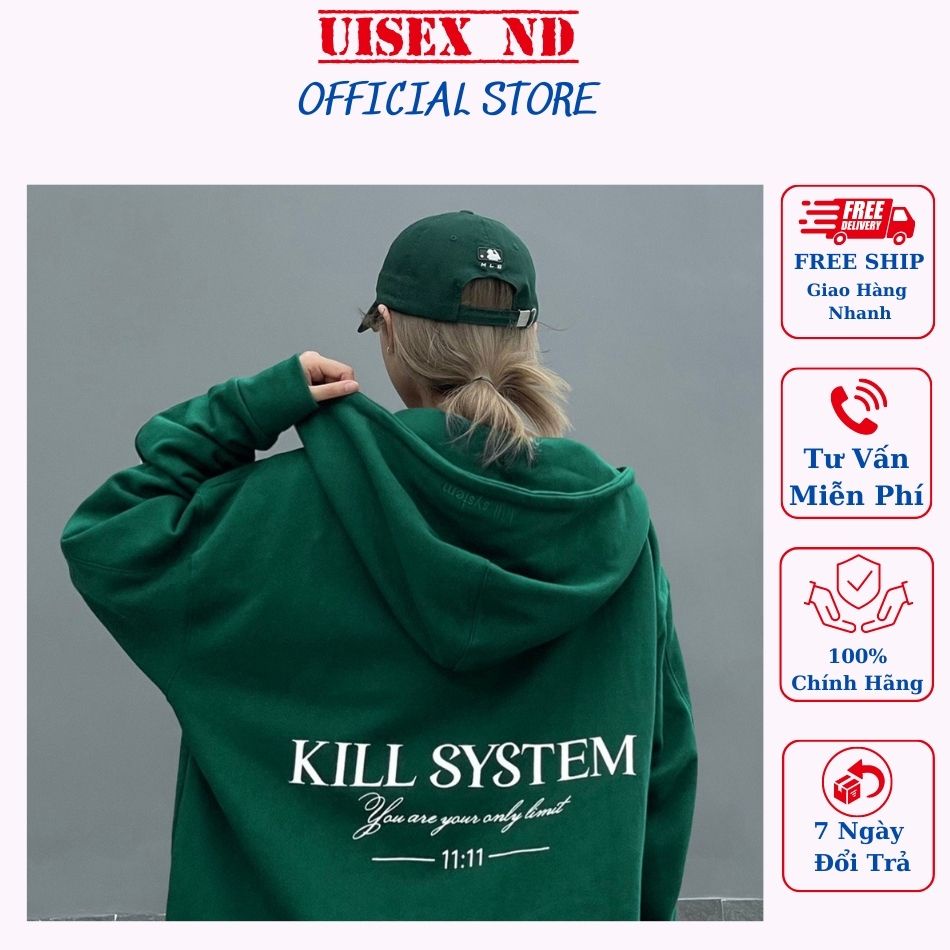 Áo khoác nỉ Unisex có mũ màu xanh lá cây chất liệu dày dặn ấm áp thích hợp cho mùa thu đông . chất đẹp giá xưởng