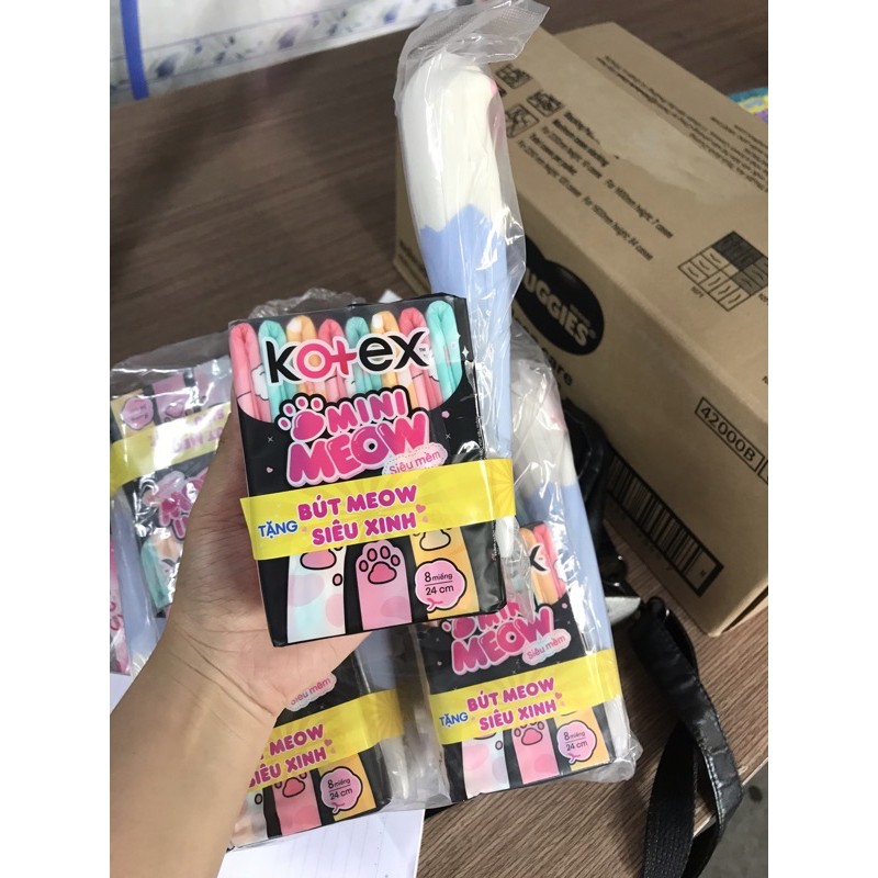 KOTEX MINI MEOW DÀNH CHO TUỔI TEEN TẶNG ViẾT CHÂN MÈO