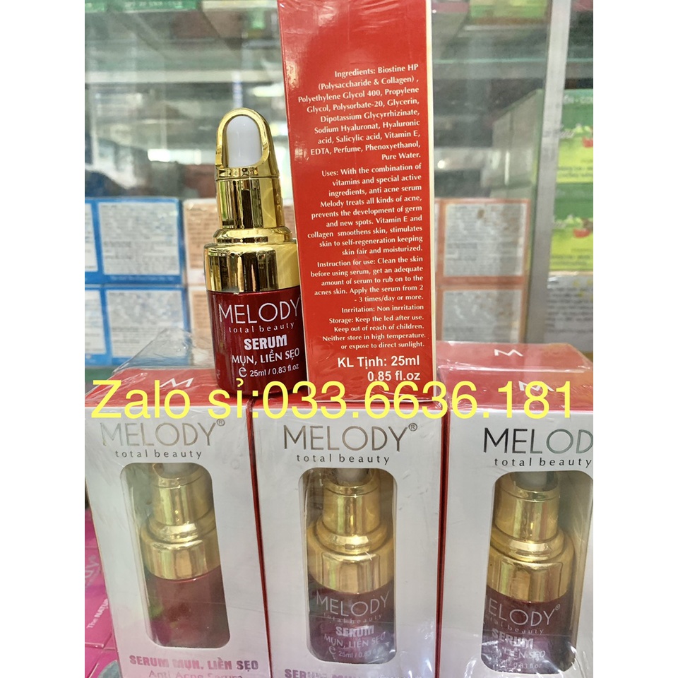 [chính hãng 100%] serum MELODY giảm mụn-liền sẹo-trắng sáng da-cân bằng độ ẩm chai 25ML