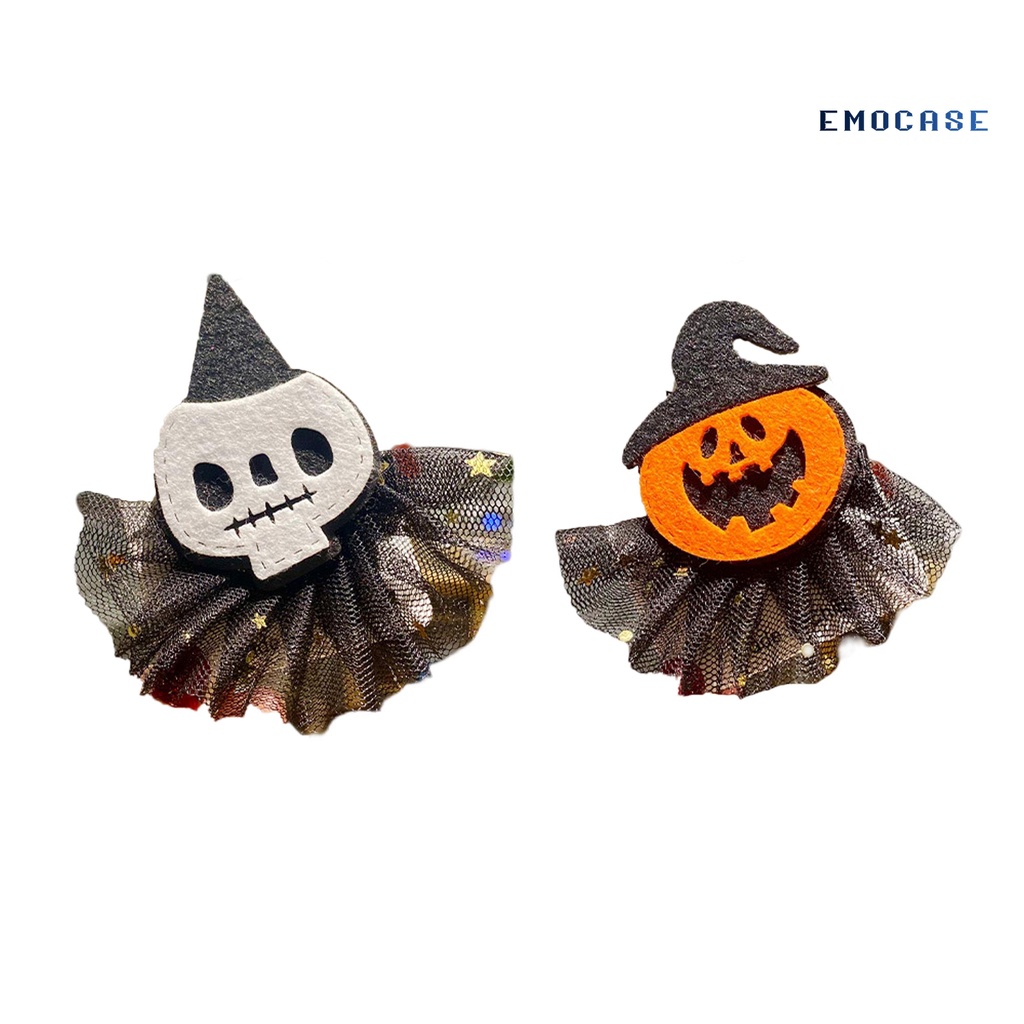 Ny-h Kẹp Tóc Trang Trí Hình Bí Ngô Hoạt Hình Bắt Mắt Phối Lưới Có Thể Tái Sử Dụng Trang Trí Lễ Hội Halloween