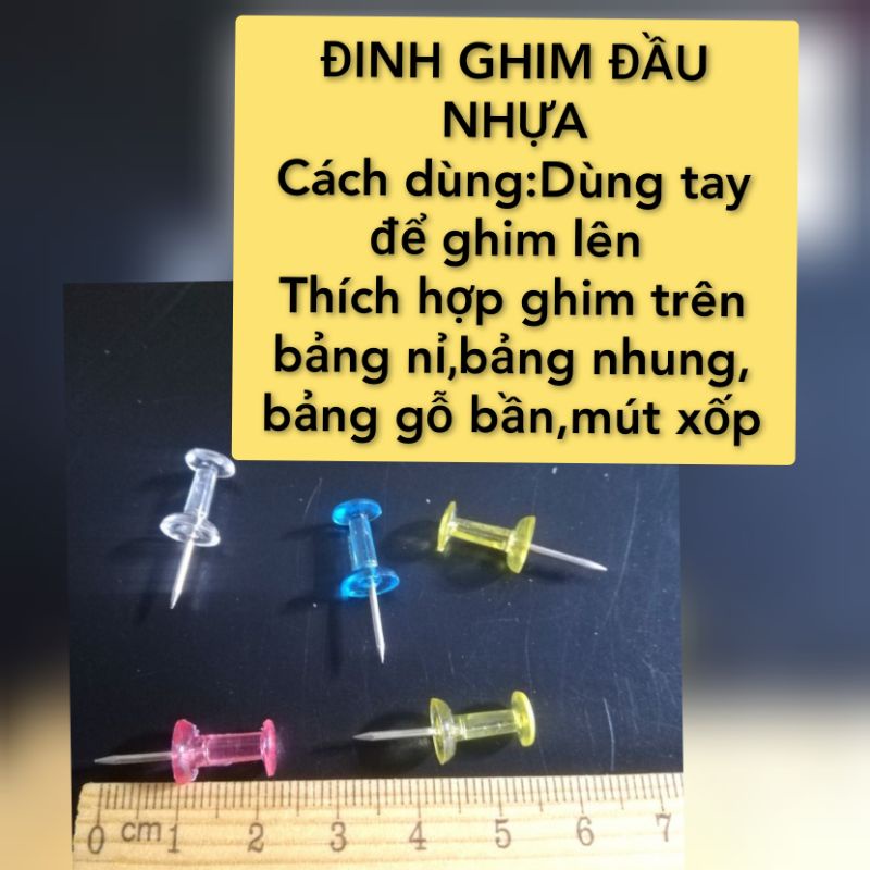 Set Đinh ghim bảng gỗ bần, nỉ, nhung, giấy, tài liệu, mút xốp