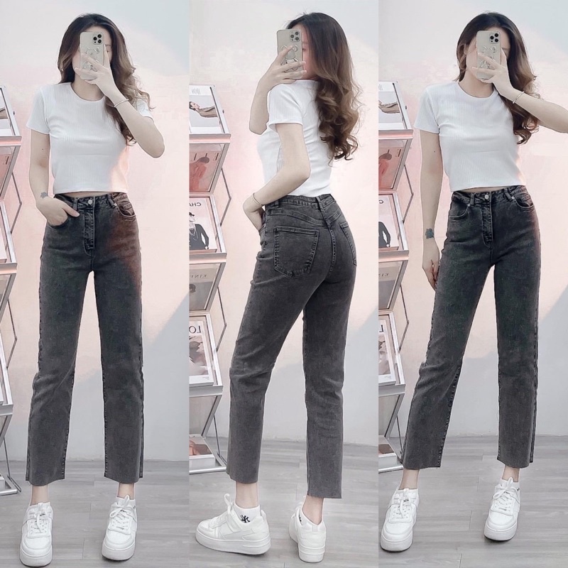 Quần Jeans Skinny Ống Đứng 9 Tấc Lai Cắt Xuất Xịn