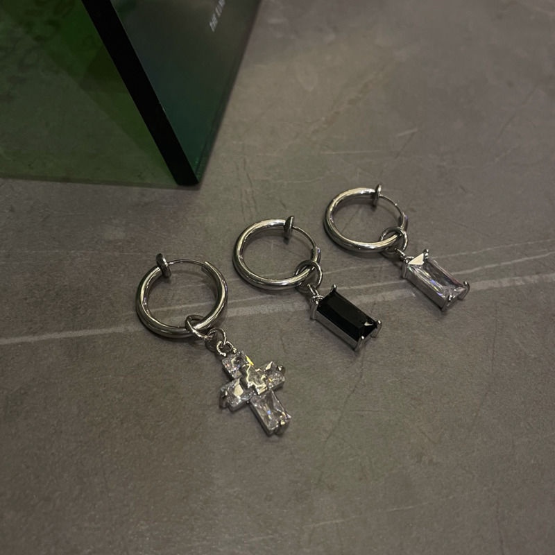 Khuyên kẹp tai đính đá zircon phong cách hip hop Hàn Quốc cho cặp đôi 19A1335