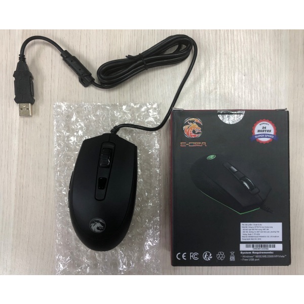 Chuột chơi game có dây E-Dra EM614 Black - Màu đen - Led RGB - Cảm biến quan Avago 3050 - DPI tối đa 4000