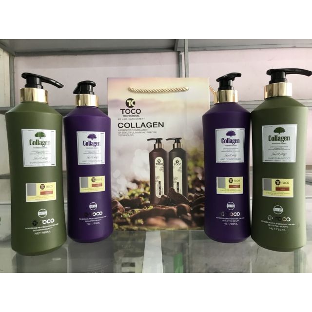 Cặp dầu gội dầu xả COLLAGEN TOCO Italia 785ML CHÍNH HÃNG – Phục hồi, kích thích mọc tóc, mềm mượt
