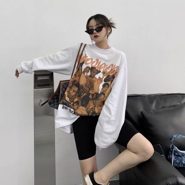 Áo Sweater Tay Dài Cổ Tròn Thiết Kế Mỏng Dáng Rộng Thiết Kế Mới Thời Trang Theo Phong Cách Mỹ Cho Nữ