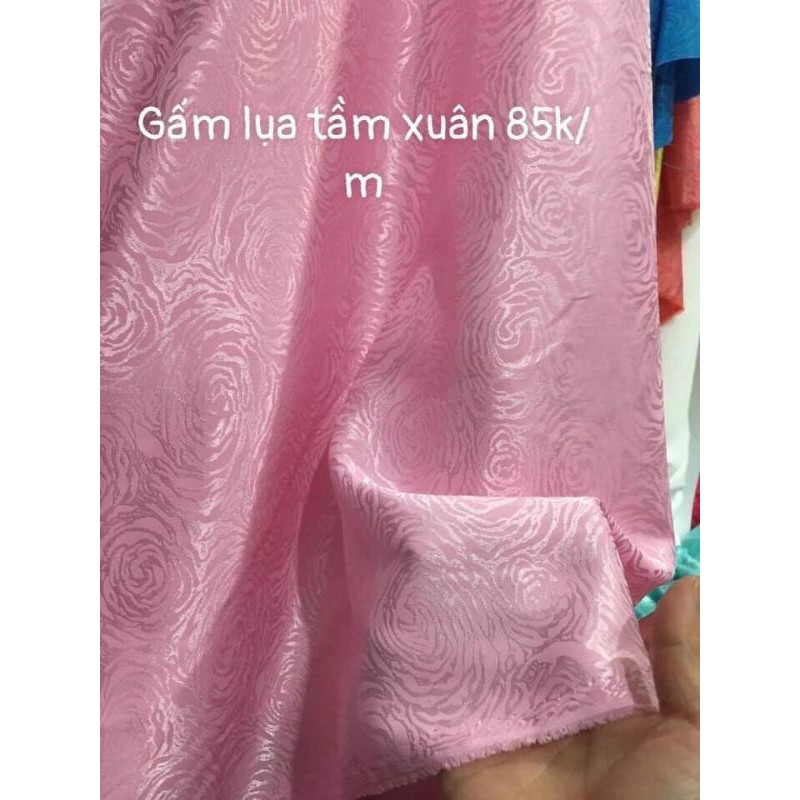 Lụa gấm tằm xuân khổ 1m5, 85k/m, màu hồng ngọt ngào, dành cho qúy tộc lên các mẫu áo dài và váy đầm sang trọng