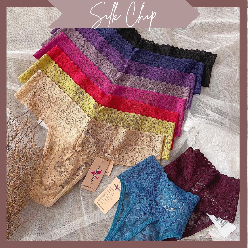 Quần lót lọt khe ren nữ mềm mịn bản lưng to sexy gợi cảm SILKCHIP 6214