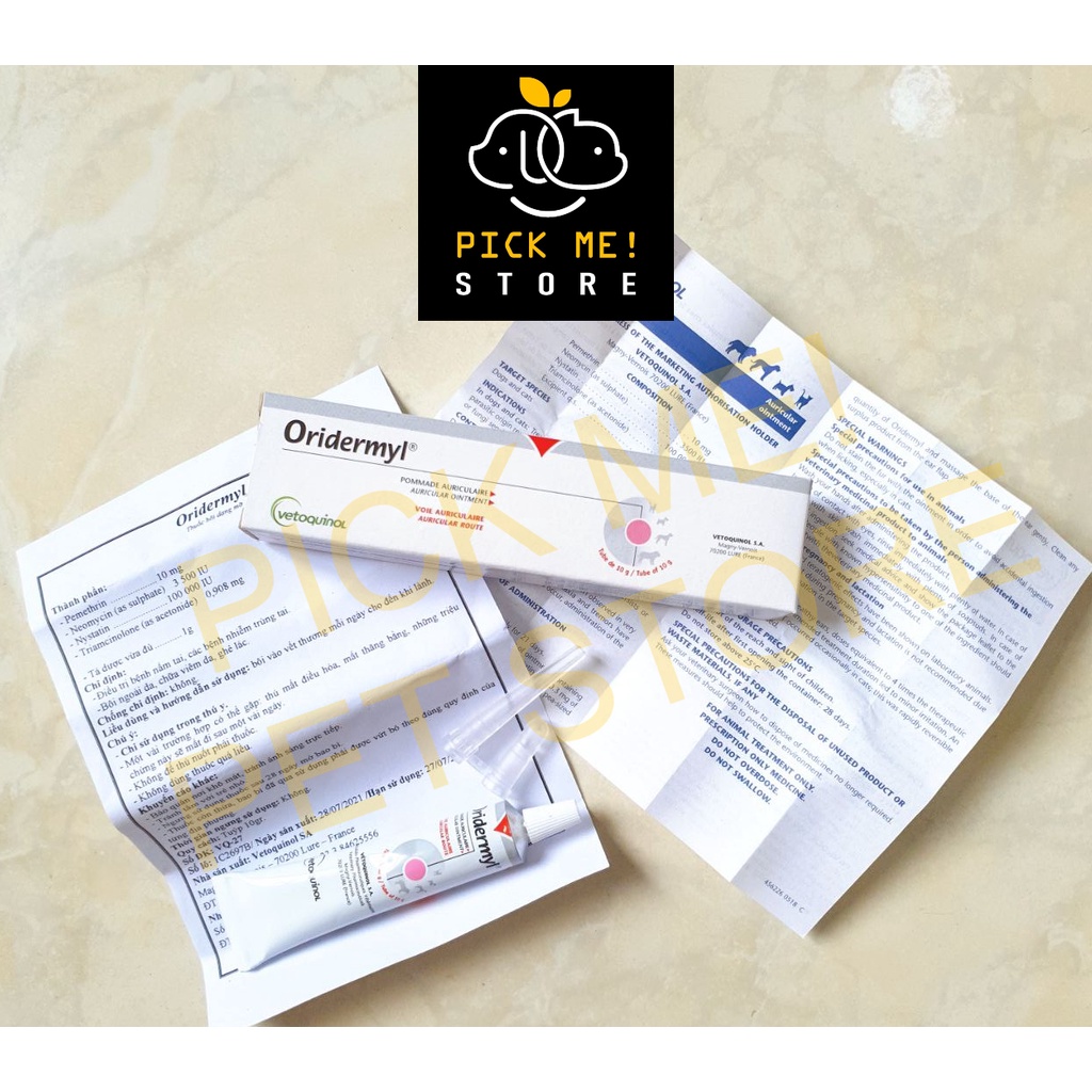 [ CHÍNH HÃNG ] ORIDERMYL 10g - Tri Viêm Tai, Nấm Tai, Rận Tai cho CHÓ MÈO