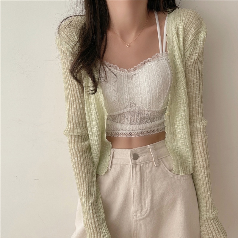 Áo khoác len cardigan mỏng khoác ngoài Hàn Quốc dài tay Áo cardigan len khoác ngoài Thời trang